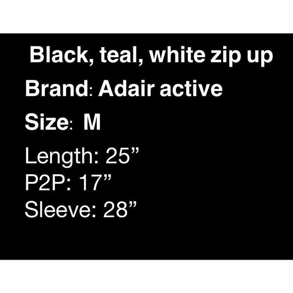 NWT Adair Active black and teal Jules zip up- Size M - Picture 9 of 9
